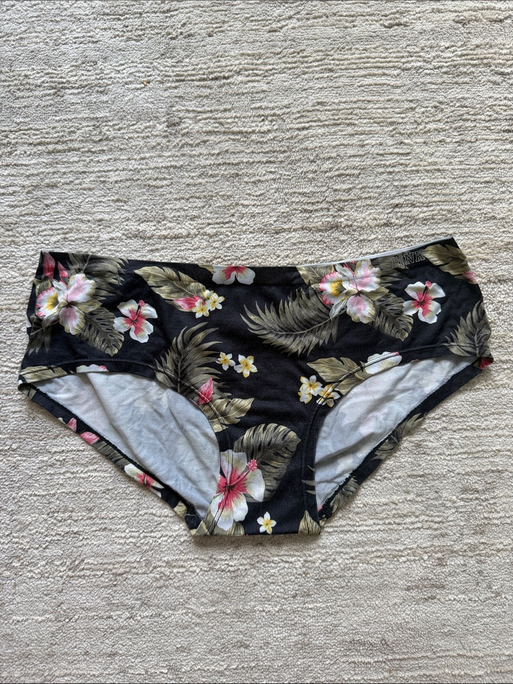 PINK Victoria's Secret Black Floral Hipster Panties